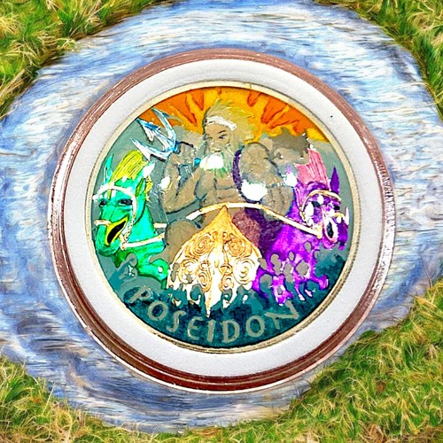 'Sea God Poseidon' Eye Coindy Esmaltes 2021 1 oz esmaltados .999 plata fina redonda - Imagen 4 de 5