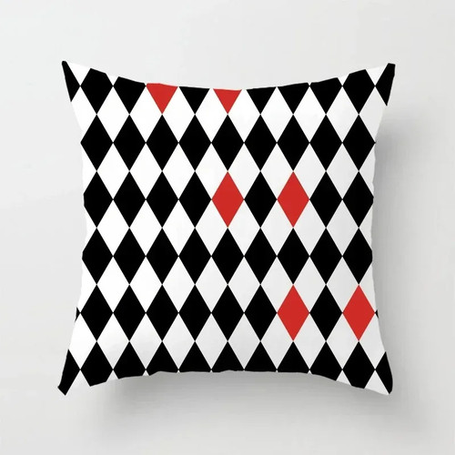 Black Red Geometric Pattern Cushion Cover Car Home Decor Sofa Pillow Decoration - Picture 35 of 48