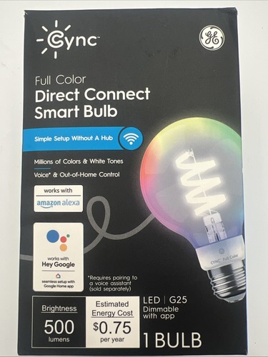 GE Cync G25 Smart LED Light Bulb 60W Equiv 6.2W Color Changing Dir Connect - Picture 6 of 6