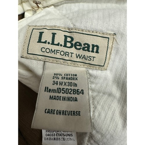 Pantalones de pana LL Bean para hombre cintura cómoda talla 34x30 marrón pierna recta informales - Imagen 3 de 8