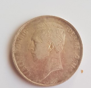Belgien 1 Frank 1913 Konung der Belgen 5 g Silber fvz/vz