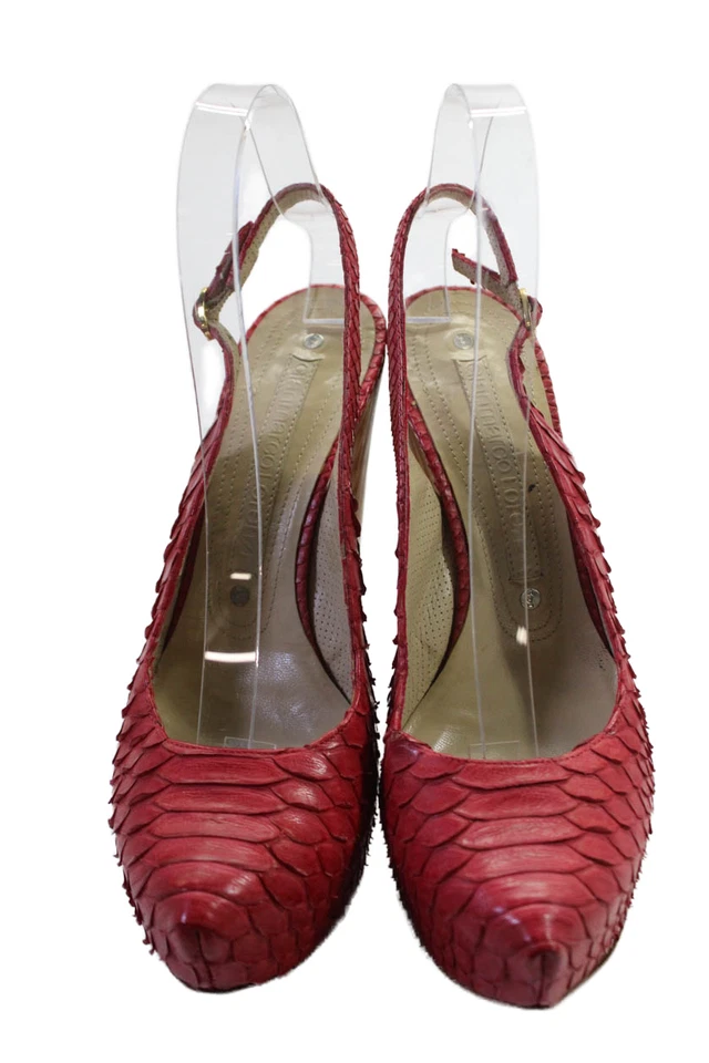 Gianmarco Lorenzi Mujer Cuero Estampado Animal Tacones Altos Rojo Talla 7 Foto 2 de 4