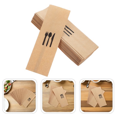 300pcs Cutlery Pouch Bag: Brown Paper Silverware Pouches - Oil-Resistant Kraft - Picture 8 of 18