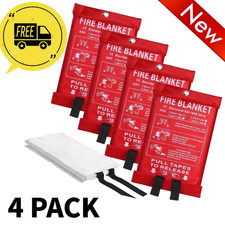 FIRE BLANKET Fiberglass Hero Emergency Home Retardant Prepared 39''x39''-4 PACK