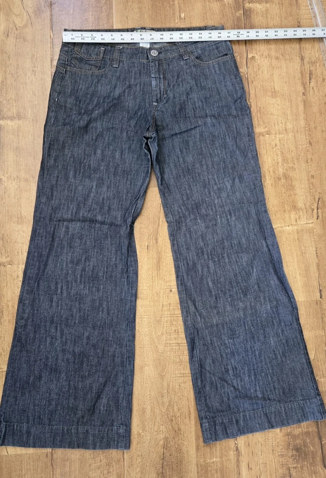 Wax Jeans Women 13 Tummy Slimming Wide Leg Mid-Rise Blue Soft Denim Wide Hem - Image 3 of 4