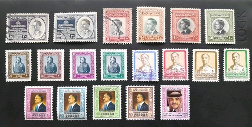 Jordan 1953 - 1987 selection of King Hussein portrait used stamps