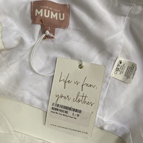 NWT Show Me Your Mumu White Linen Fiona Top Size Large - Bild 6 von 8