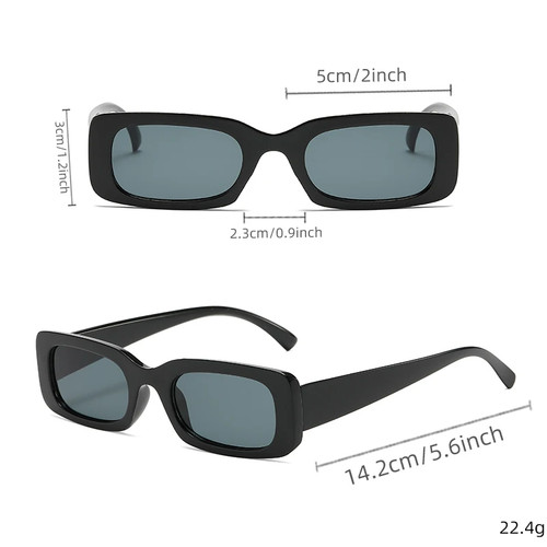 Gafas de sol cuadradas negras para hombre UV400 retro pequeñas lentes rectangulares conducción pesca - Imagen 6 de 27