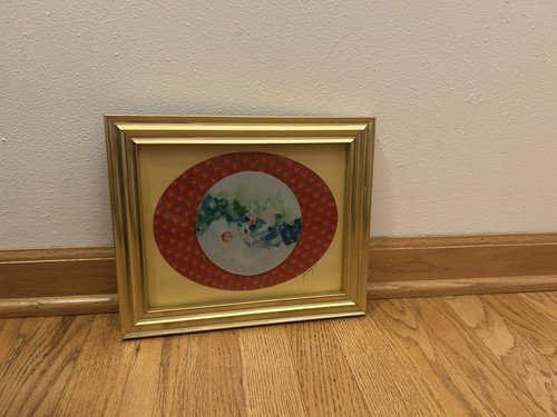 Vtg 1970s Mixed media Framed Signed Art Abstract Celestial Glam Brass Original - Picture 22 of 24