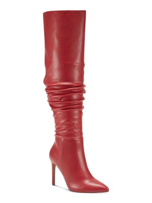 INC Womens Red Slouch Iyonna Pointed Toe Stiletto Zip-Up Dress Boots 7.5 M