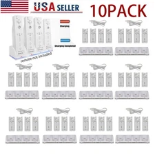 10Pack of 4 Rechargeable Batteries Pack+Charger Dock For Nintendo Wii Remote 