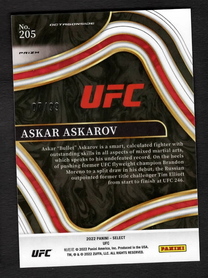 2022 Askar Askarov Select UFC Red Disco Octagonside /99 #205 - Image 2 of 2