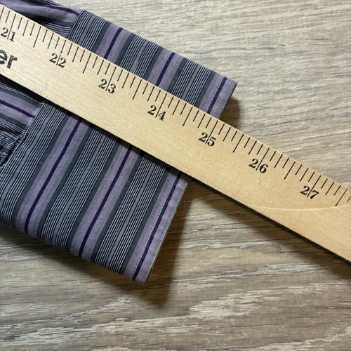 Robert Graham Hemd Herren Large lila schwarz Streifen Langarm kariert Flip Cuff - Bild 10 von 12