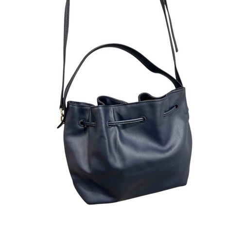Talbots Blue Suede Drawstring Bucket Bag Purse Top Handle and Strap - Picture 9 of 13