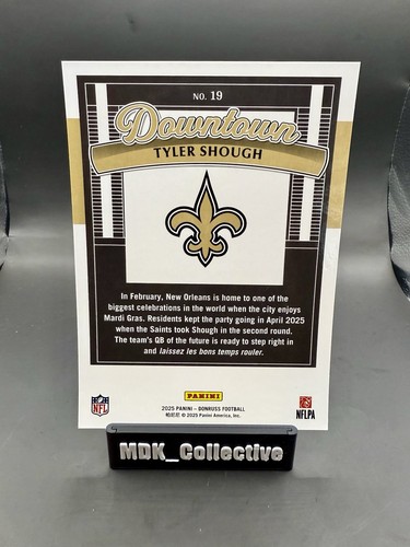 Tarjeta de novato Jumbo Saints 2025 Panini Donruss Tyler Shough Downtown #19 de gran tamaño - Imagen 6 de 10