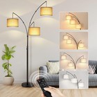 Arc LED Floor Lamp with Remote Control, Dimmable Modern Black 3 Light Arched ...