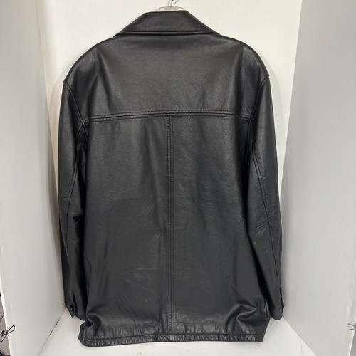 London Fog Mens S Black Leather Quilted Lined Button Up Basic Jacket - Picture 6 of 20