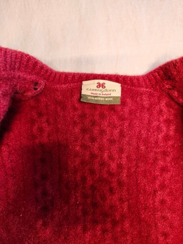 Carraigdonn Girl’s Red Wool Sweater L (4/5)-Color Red, 3 Button Adornment - Picture 4 of 4