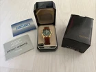 Men’s VTG Seiko Quartz Watch~ NOS~ Green Face/Brown Leather Strap~ New Battery