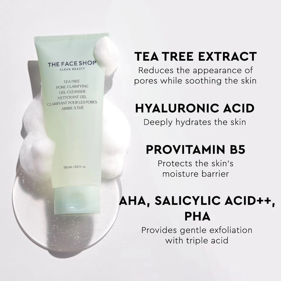 The Face Shop Tea Tree Pore Clarifying Gel Cleanser with Salicylic Acid++ 150ml - Image 3 of 4