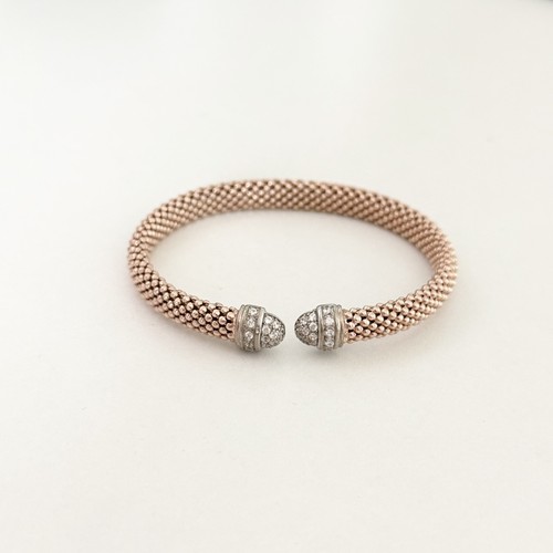 Brazalete de malla de palomitas de maíz enchapado en oro rosa de plata esterlina 925 Dyadema Italia - Imagen 2 de 13