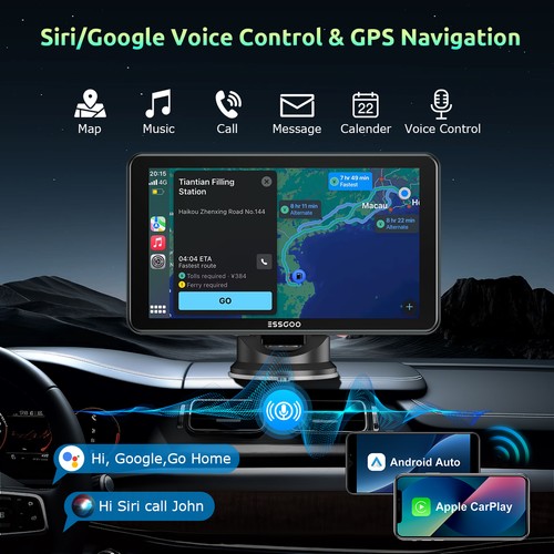 7" Portable Car Stereo Radio Wireless Apple CarPlay Android Auto FM Touch Screen - Picture 4 of 11