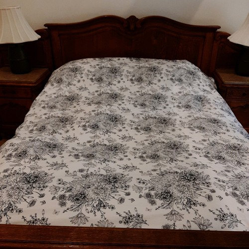 King Size Duvet Cover 2 Pillowcases Floral Black White Cotton Monochromatic - Imagen 10 de 18