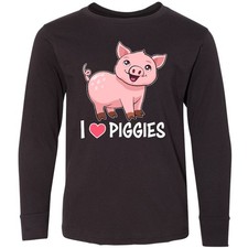Inktastic I Love Piggies- Cute Pig Youth Long Sleeve T-Shirt Animals Piggy Pigs