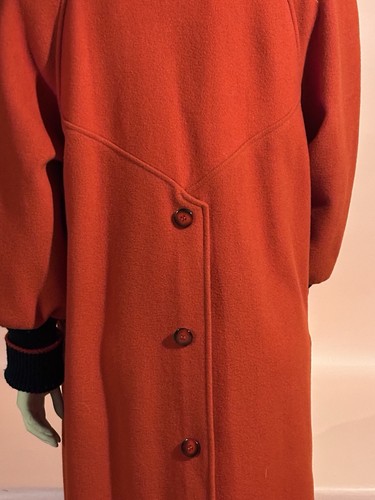 Vtg 80’s Women’s Red Wool Coat Michelle Stuart w/Knitted Collar & Cuffs M/L - Picture 5 of 21