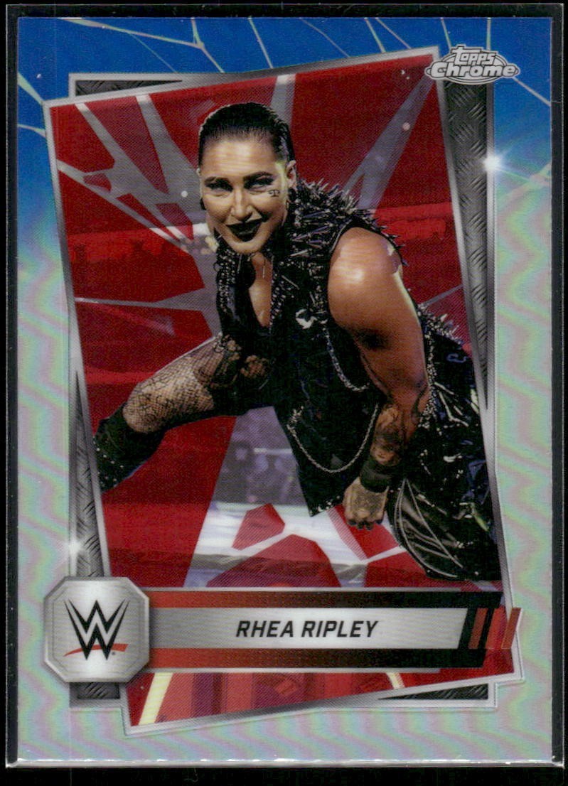 2025 Topps Chrome WWE Rhea Ripley #80 Red & Blue Refractor