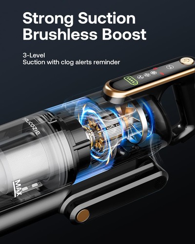 Cordless Vacuum Cleaner, 45Kpa 50 Mins Runtime Self-Standing Stick Vacuum Cle... - Afbeelding 3 van 7