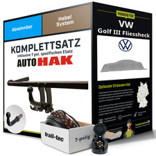 Für VW Golf III Fliessheck Typ 1H1 Anhängerkupplung abnehmbar +eSatz 7pol 89-97