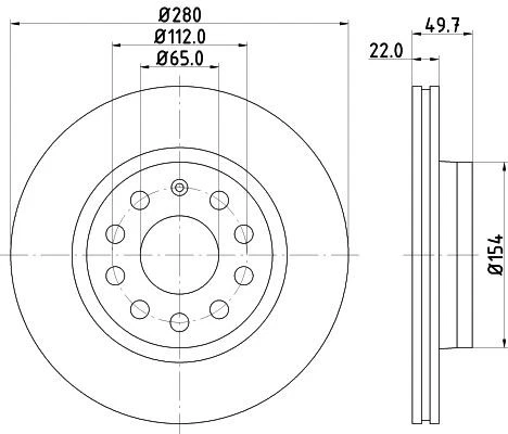 Juego de discos de freno delanteros Hella 54207PRO para SEAT ALTEA XL OEM Foto 4 de 4