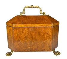 Regency Style Tea Caddy Brass Paw Feet Tent Top 
