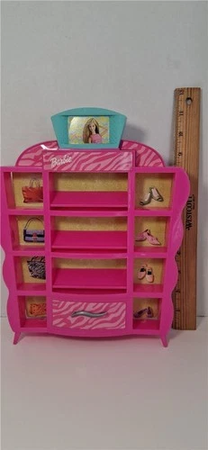 Vintage BARBIE Punk Chic Shoe Store Storage Shelf Pink 2001 Playset #88810 Y2K