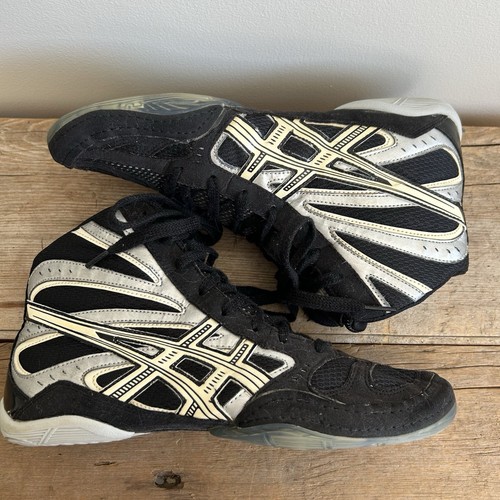 Asics Split Second schwarz silber Ringerschuhe Hi Top MMA Boxen Herren 11 J001Y - Bild 8 von 10