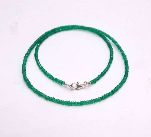 Collana perle pietre preziose rondelle sfaccettate onice verde 24'' anniversario mamma regali - Foto 12 di 16