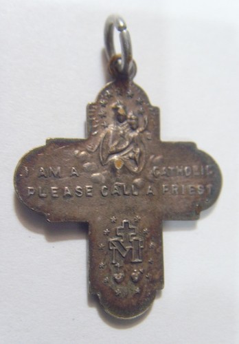 1920s antique catholic Saints Mary four ways religious cross pendant 54189 - Picture 2 of 3