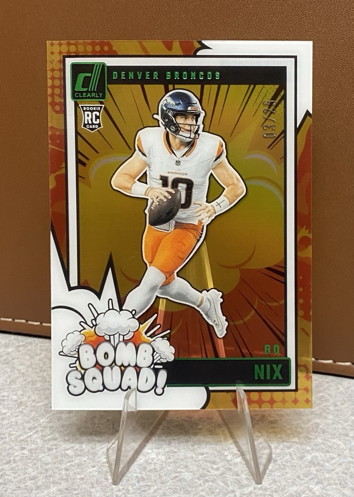 Bo Nix 2024-25 Panini Clearly Donruss - Bomb Squad Green Rookie (RC) /25 Broncos