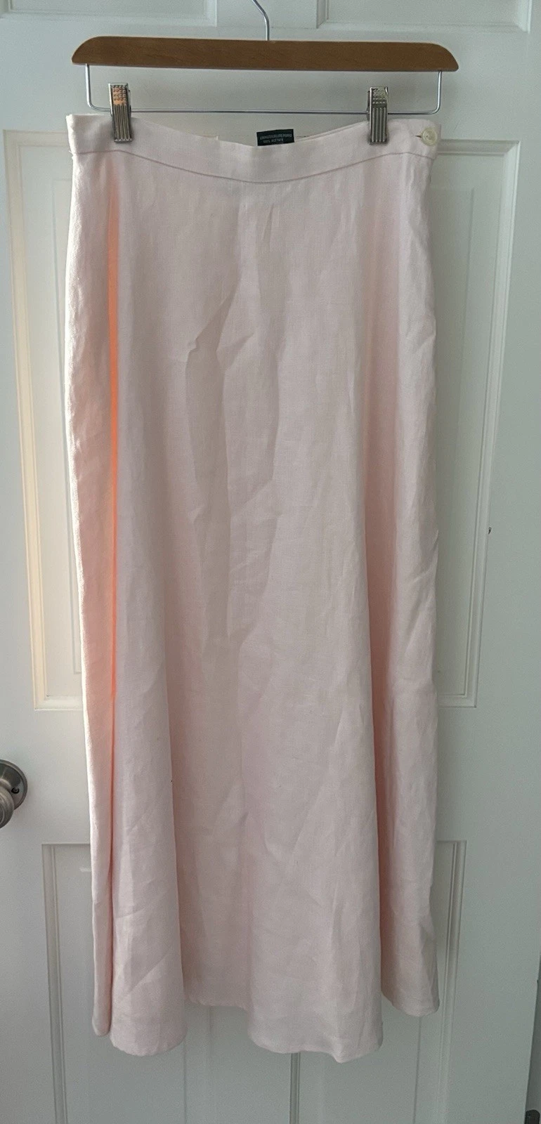 Vintage Ralph Lauren 100% Linen Full Length Long Skirt Light Pink Size 4/6 Small