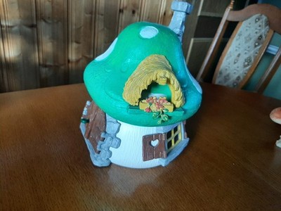 Schleich 40011 Schlumpfhaus grünes Dach komplett! Balkonkasten gelb! Schlümpfe