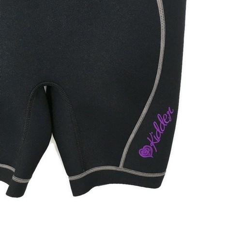 Kidder Black Junior Shorty Wetsuit Purple Hearts Logo US Girls Size 12 - Picture 3 of 7