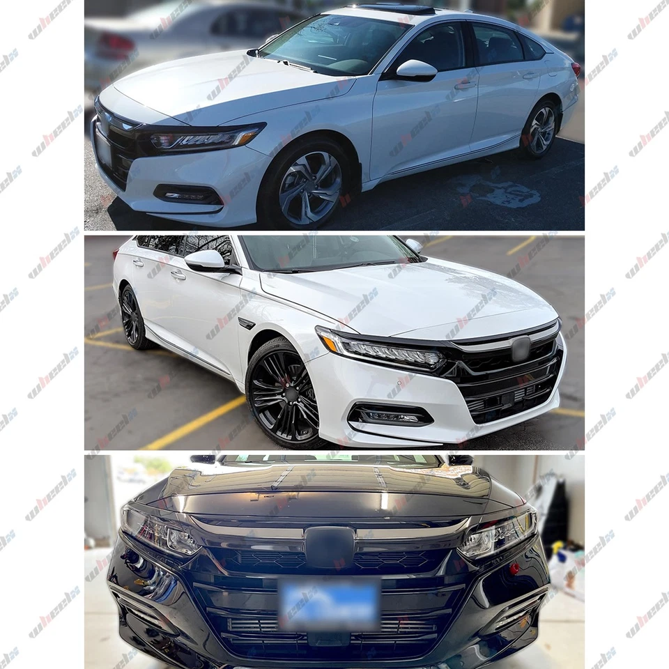Parrilla delantera estilo deportivo JDM para Honda Accord 2018-20 negro brillante y cromo Foto 2 de 4