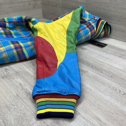 Crown By Schott NYC Multicolor Leather Wool Bomber Jacket - 4XL Read Description - Bild 8 von 24