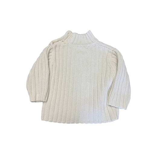 Baby GAP Rollkragenpullover Zopfmuster Knopfleiste Schulter elfenbeinfarben 12-18 Monate - Bild 2 von 3