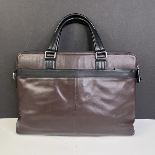 TUMI Easton Delgado Superior Cremallera Cuero Marrón Maletín Mensajero Bolso para Laptop con Correa - Imagen 7 de 23