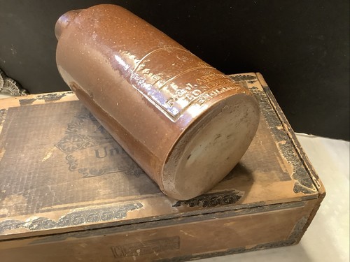 1214🌟Vintage Antik 1800er Redware Steinzeug Tintenflasche PJ Arnold 7,5” x 3” - Bild 7 von 7