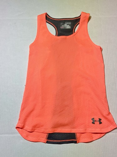 Under Armour Heat Gear Activewear Tank Top Coral/ Grey Youth Medium - Picture 5 of 9