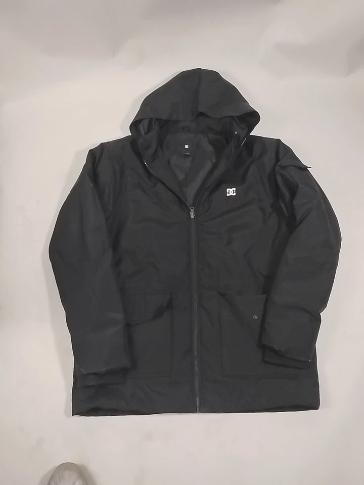VINTAGE DC Shoes Jacket Mens XL Black Parka Hooded Ski Snowboarding Logo Y2K - Image 4 of 4