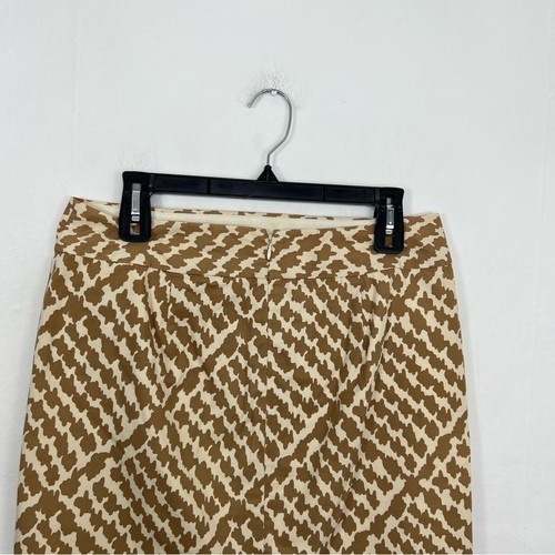 J. Crew creme & hellbraun knielanger Bleistift Kuh Fleck Druck Karriere Rock Größe 6 - Bild 6 von 10